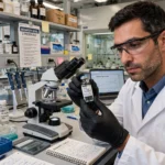 Researcher holding a vial for a personalised cancer vaccine study