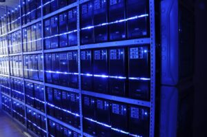 Rows of servers in a data centre